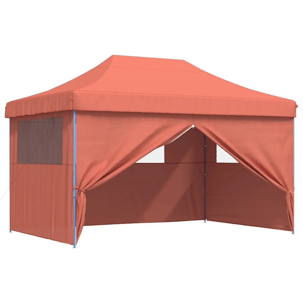 Pop-Up Party Tent Foldable Oxford Fabric 4 Sidewalls Orange Outdoor Canopy Gazebo