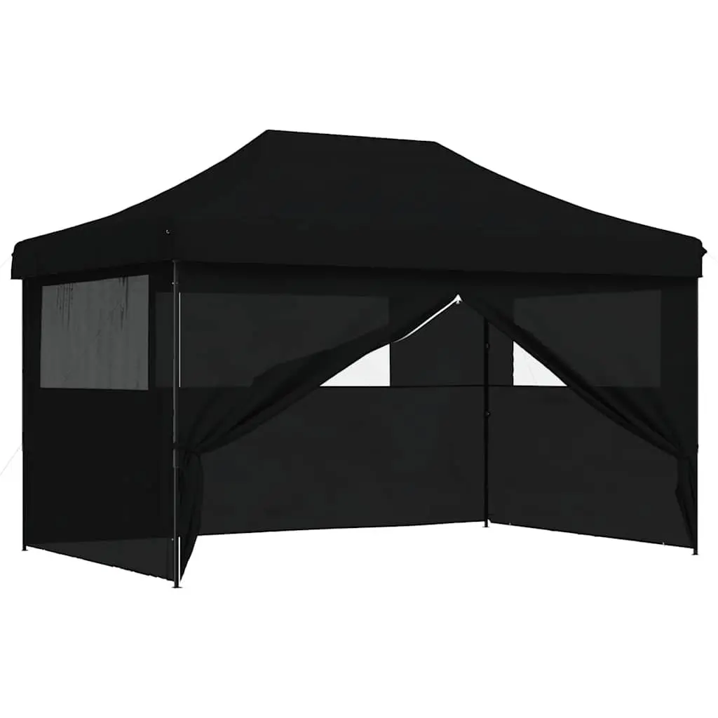Foldable Pop-Up Party Tent Oxford Fabric Black 4 Sidewalls