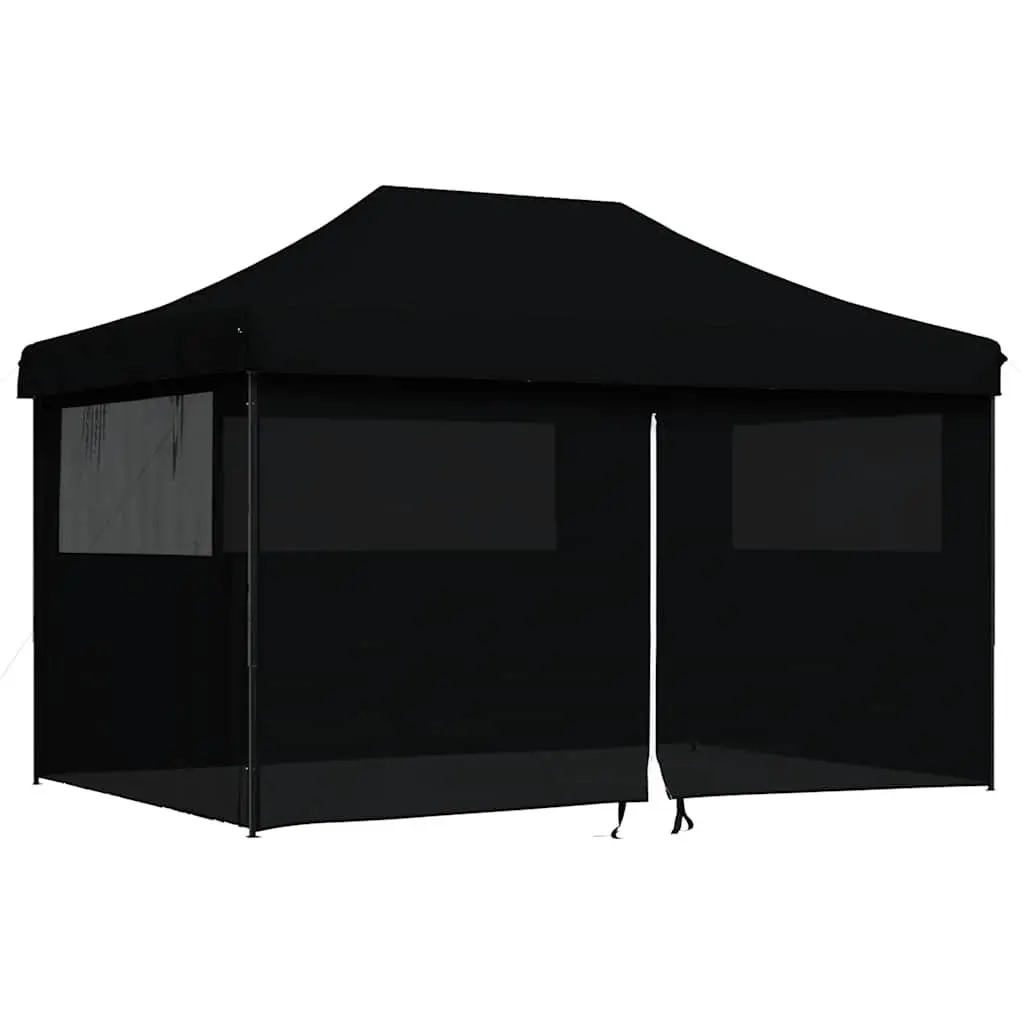 Foldable Pop-Up Party Tent Oxford Fabric Black 4 Sidewalls