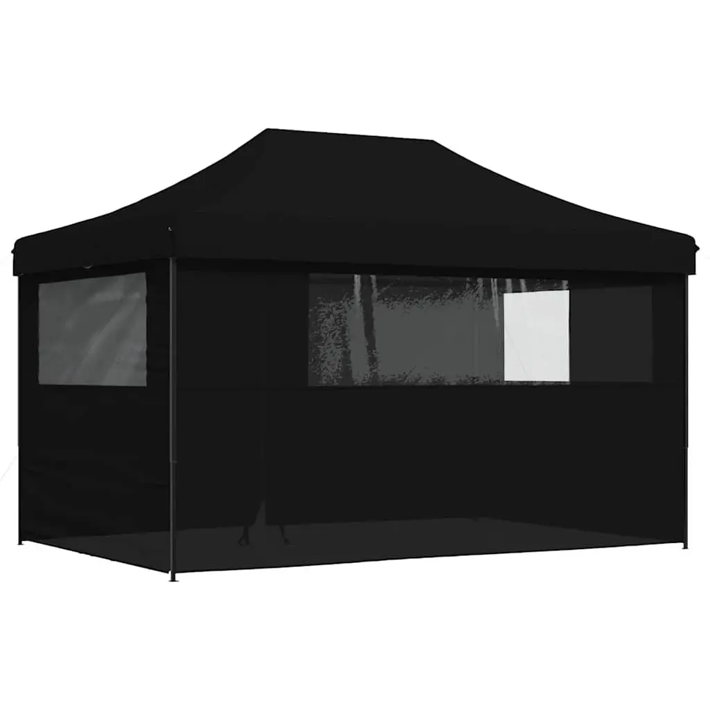 Foldable Pop-Up Party Tent Oxford Fabric Black 4 Sidewalls