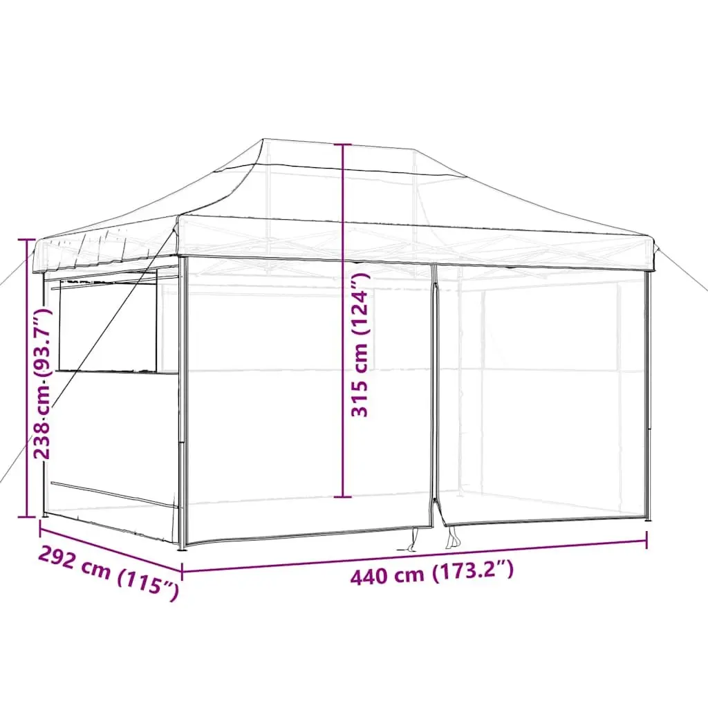 Foldable Pop-Up Party Tent Oxford Fabric Black 4 Sidewalls