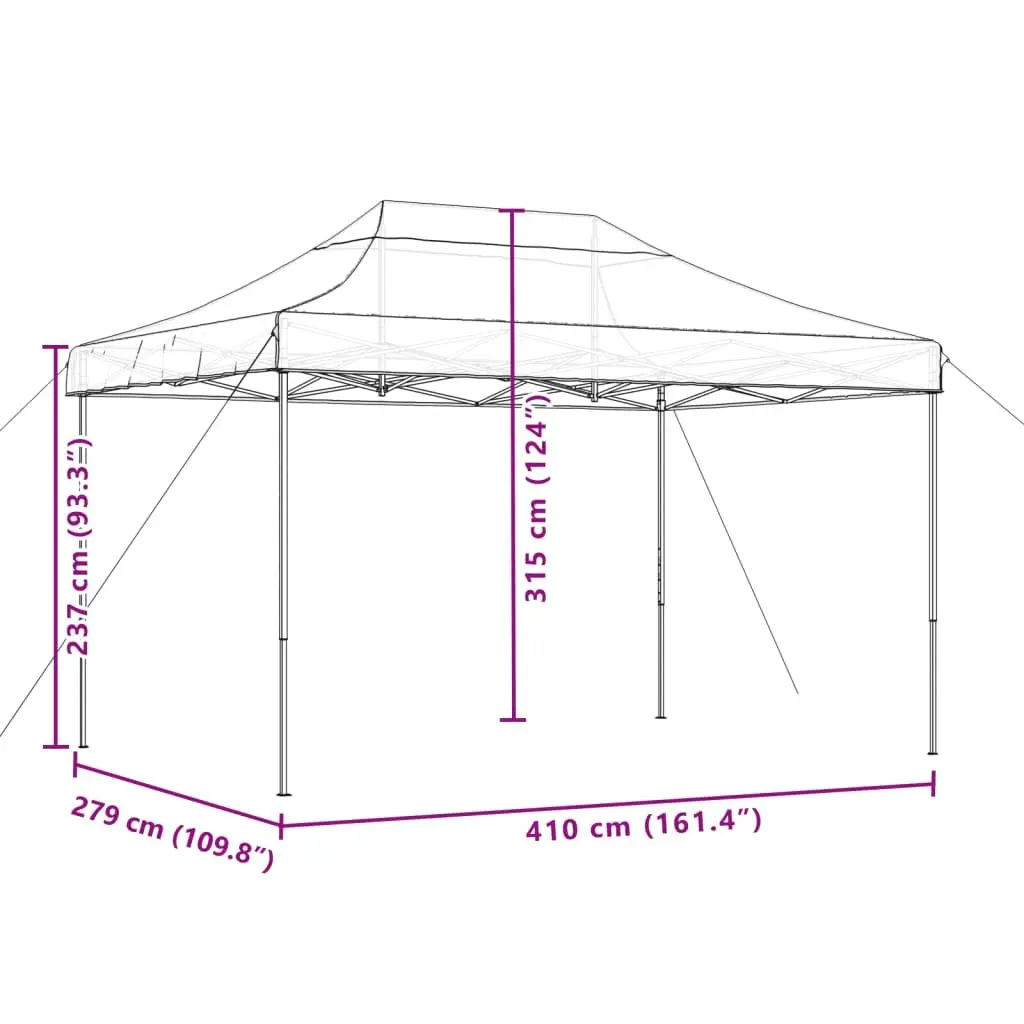 Pop-Up Party Tent Foldable Orange Oxford Fabric 410x279x315cm