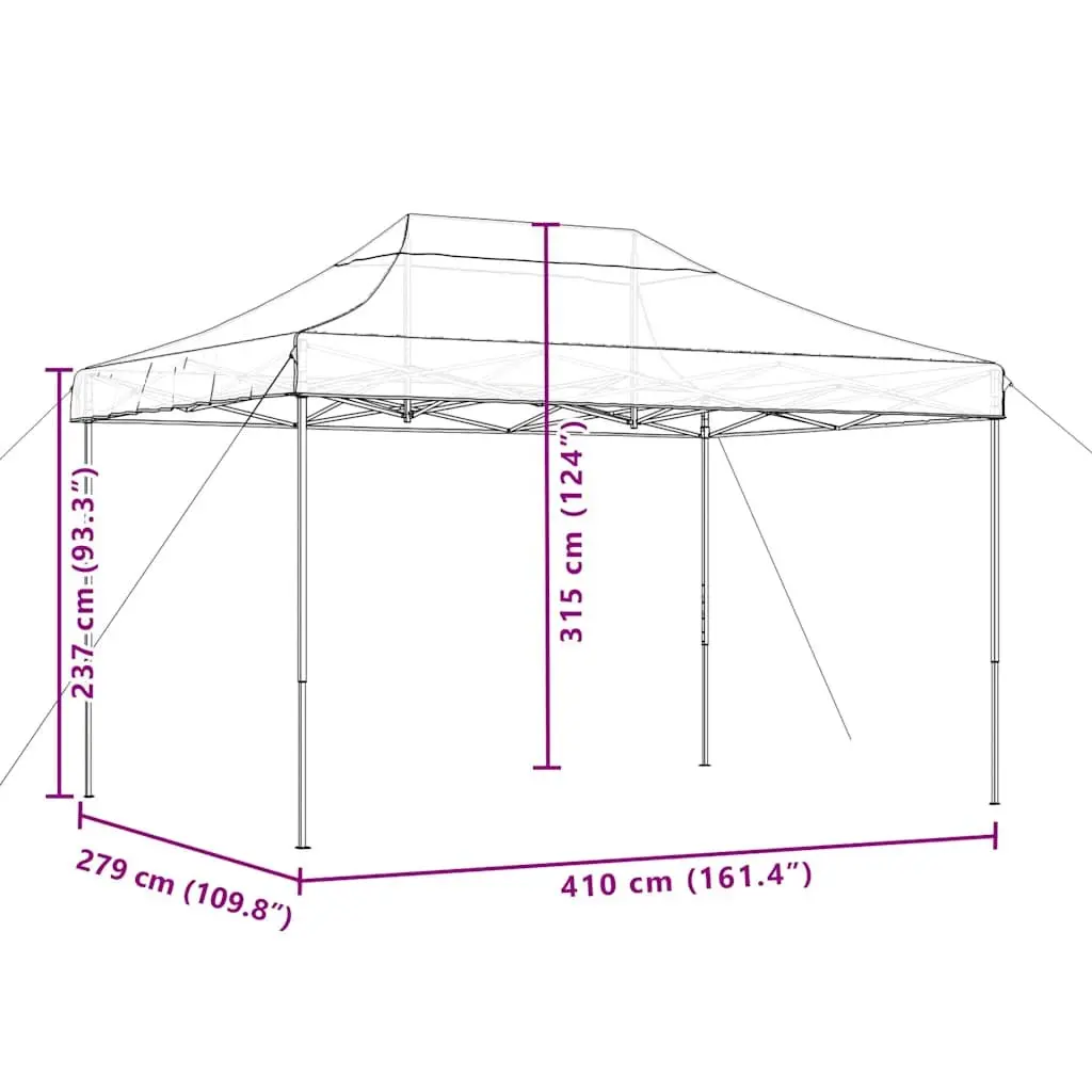 Pop-Up Party Tent Foldable Oxford Fabric 410x279x315cm Black