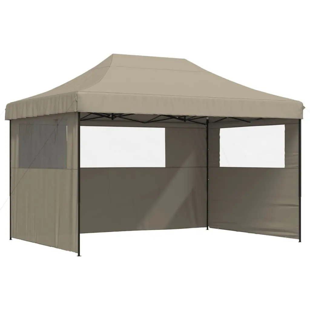 Foldable Pop-Up Party Tent with 3 Sidewalls Outdoor Garden Gazebo Taupe