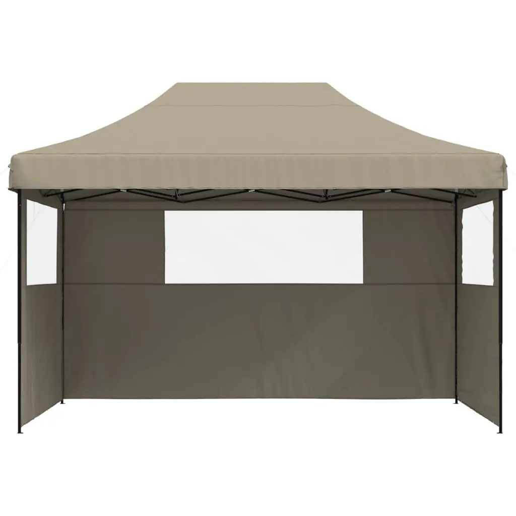 Foldable Pop-Up Party Tent with 3 Sidewalls Outdoor Garden Gazebo Taupe