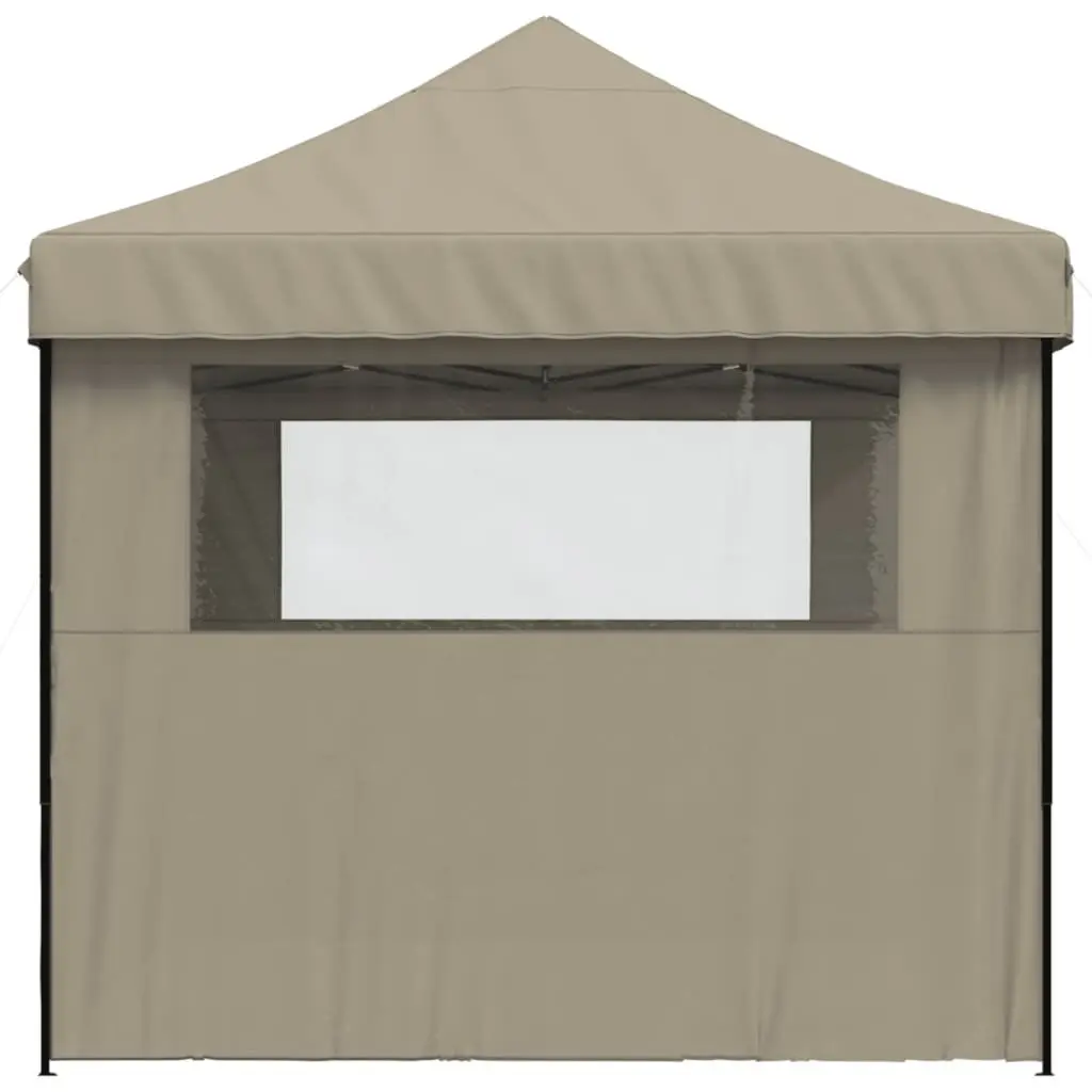 Foldable Pop-Up Party Tent with 3 Sidewalls Outdoor Garden Gazebo Taupe