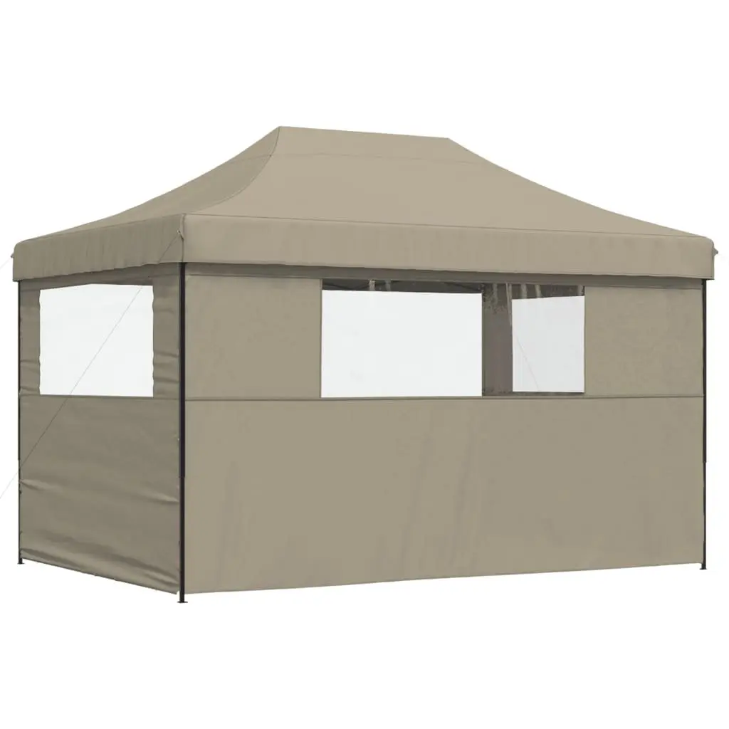 Foldable Pop-Up Party Tent with 3 Sidewalls Outdoor Garden Gazebo Taupe