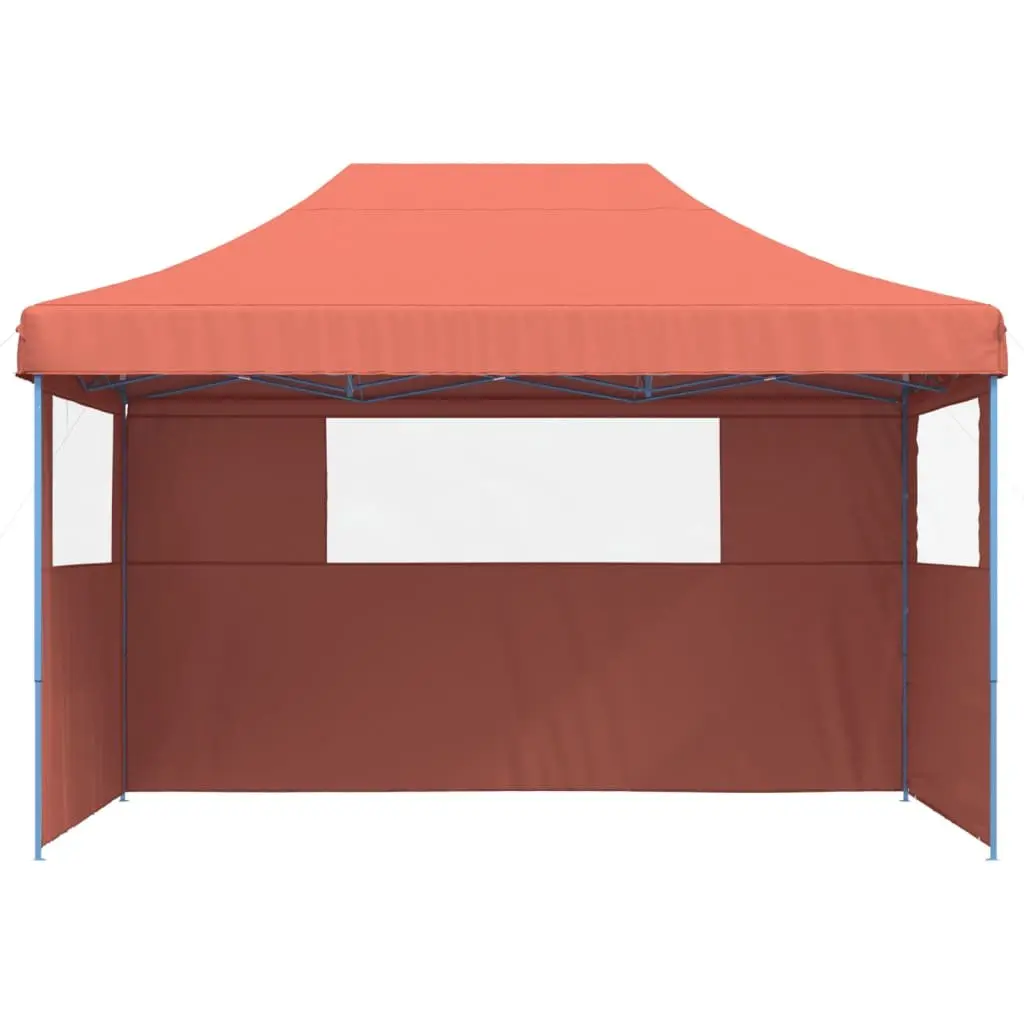 Foldable Pop-Up Party Tent with 3 Sidewalls Orange Outdoor Gazebo Canopy