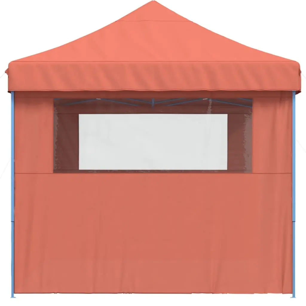 Foldable Pop-Up Party Tent with 3 Sidewalls Orange Outdoor Gazebo Canopy
