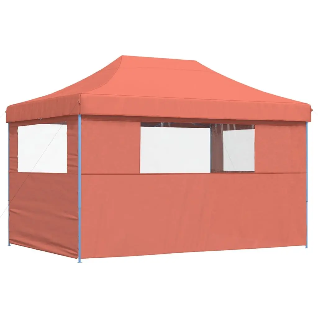 Foldable Pop-Up Party Tent with 3 Sidewalls Orange Outdoor Gazebo Canopy