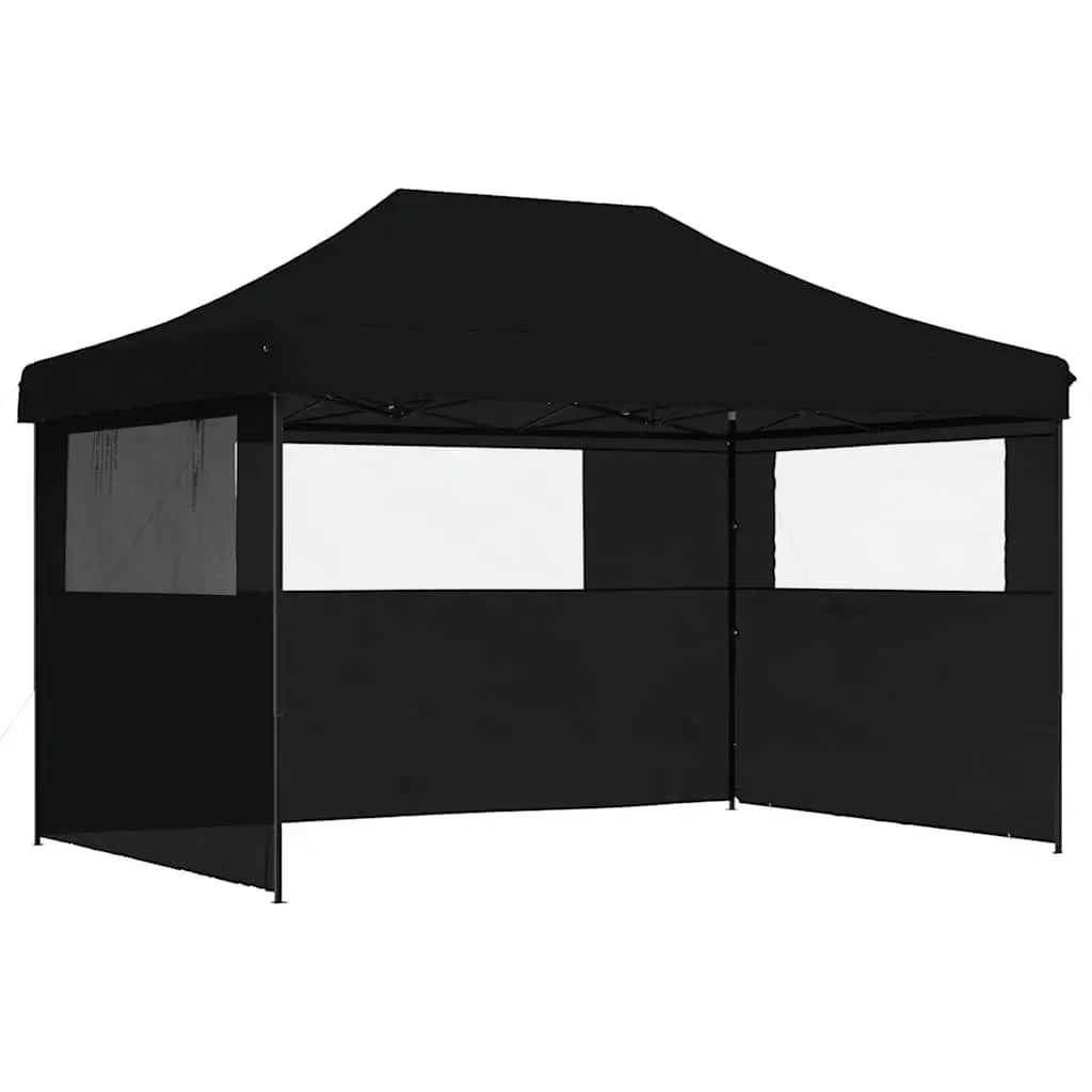 Foldable Pop-Up Party Tent with 3 Sidewalls Outdoor Gazebo Canopy Black