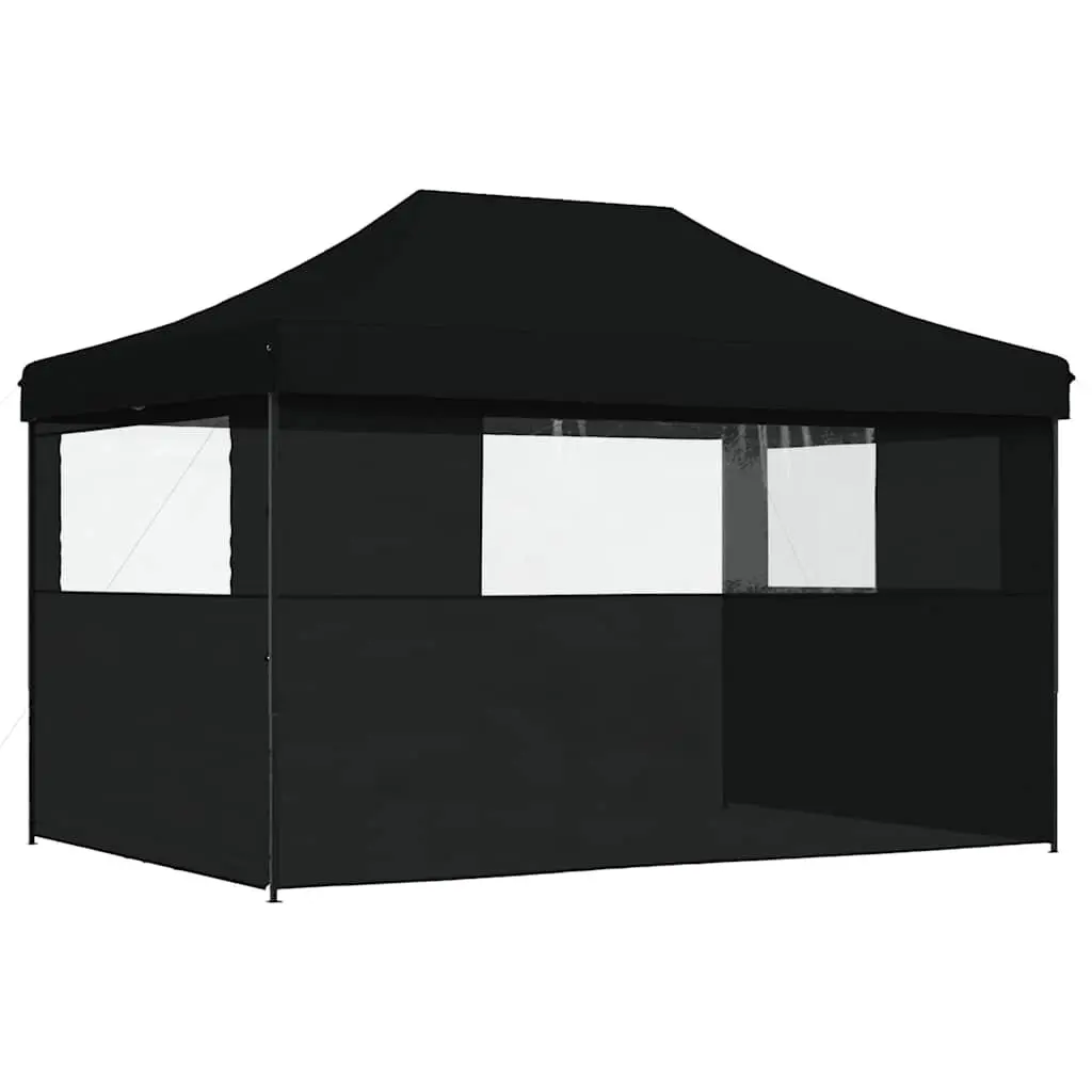 Foldable Pop-Up Party Tent with 3 Sidewalls Outdoor Gazebo Canopy Black
