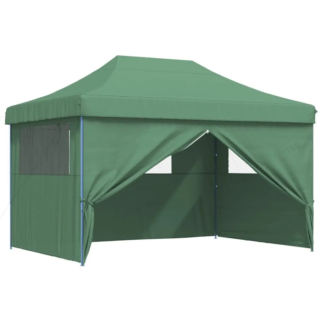 Foldable Pop-Up Party Tent Oxford Fabric 4 Sidewalls Green Outdoor Event Canopy