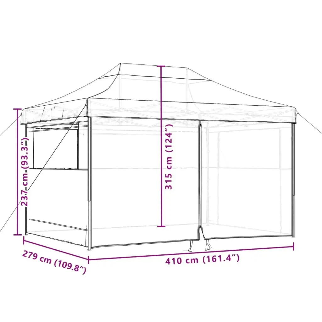 Foldable Pop-Up Party Tent Oxford Fabric 4 Sidewalls Green Outdoor Event Canopy