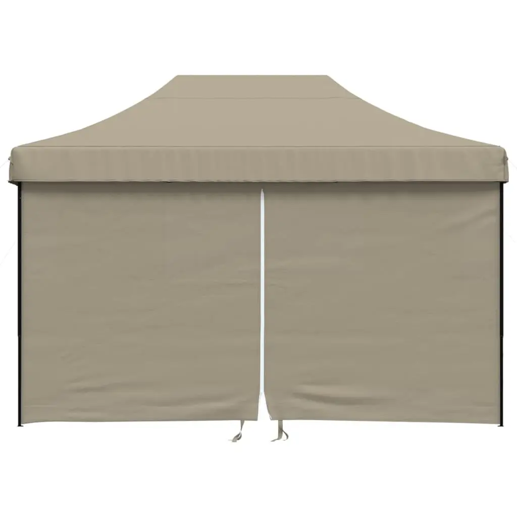 Pop-Up Party Tent Foldable Oxford Fabric 4 Sidewalls Taupe