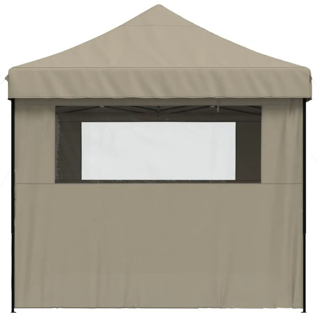 Pop-Up Party Tent Foldable Oxford Fabric 4 Sidewalls Taupe
