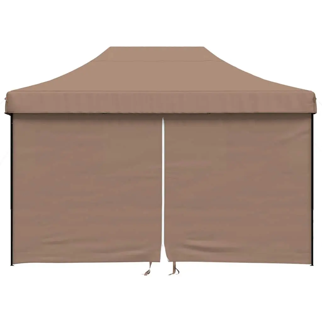 Pop-Up Party Tent Oxford Fabric with 4 Sidewalls Brown Outdoor Gazebo