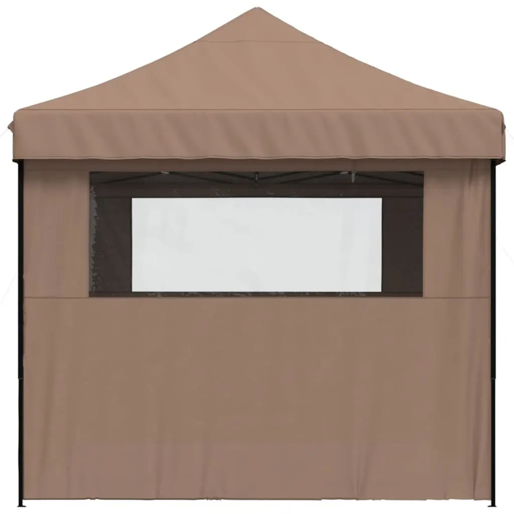 Pop-Up Party Tent Oxford Fabric with 4 Sidewalls Brown Outdoor Gazebo