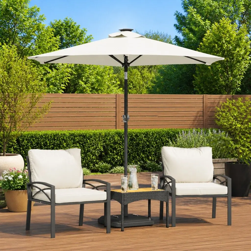 Garden Parasol Steel Crank Tilt 225x225x212cm White