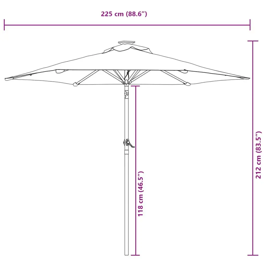 Garden Parasol Steel Crank Tilt 225x225x212cm Green
