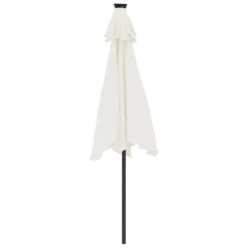 LED Light Garden Parasol Umbrella Shade Crank Tilt 225x225x212cm White Polyester
