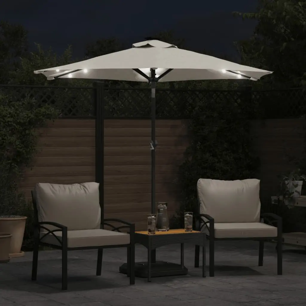 LED Light Garden Parasol Umbrella Shade Crank Tilt 225x225x212cm White Polyester