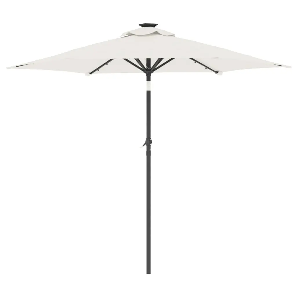 LED Light Garden Parasol Umbrella Shade Crank Tilt 225x225x212cm White Polyester