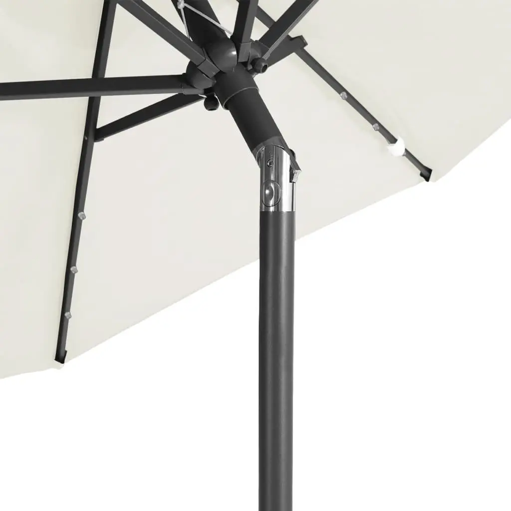 LED Light Garden Parasol Umbrella Shade Crank Tilt 225x225x212cm White Polyester