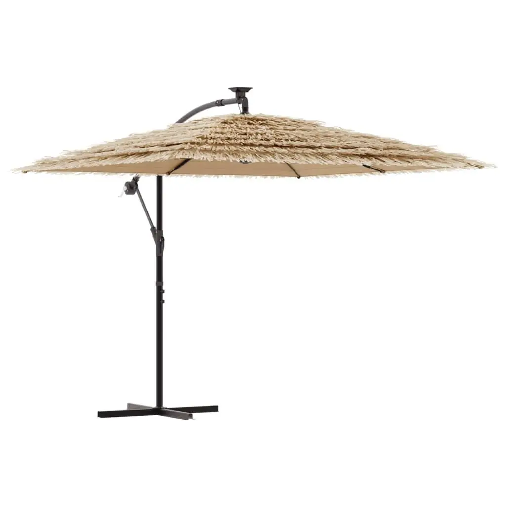 Garden Parasol Brown Outdoor Sun Shade Umbrella Crank Mechanism 246x246x230cm