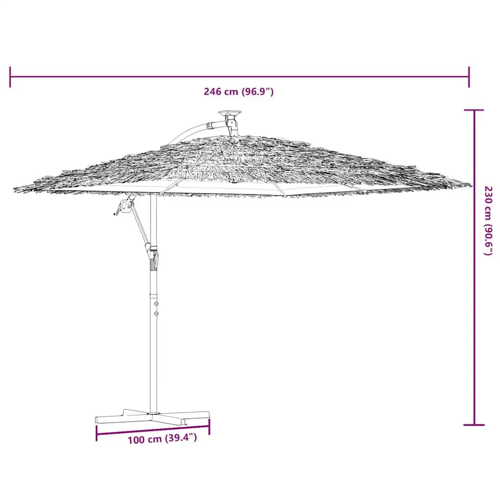 Garden Parasol Brown Outdoor Sun Shade Umbrella Crank Mechanism 246x246x230cm