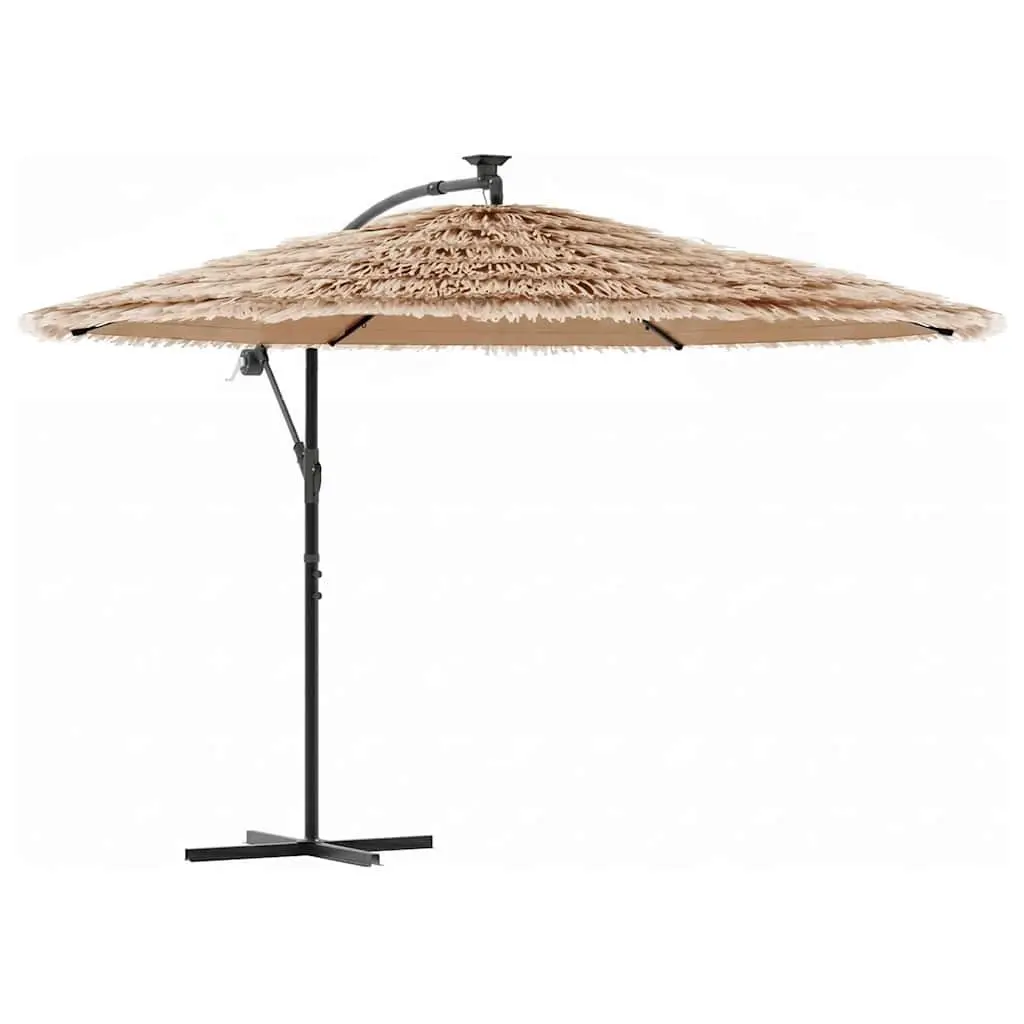 Garden Parasol Brown Outdoor Umbrella 269cm Durable Polyester Canopy with Crank for Patio Sunshade and UV Protection
