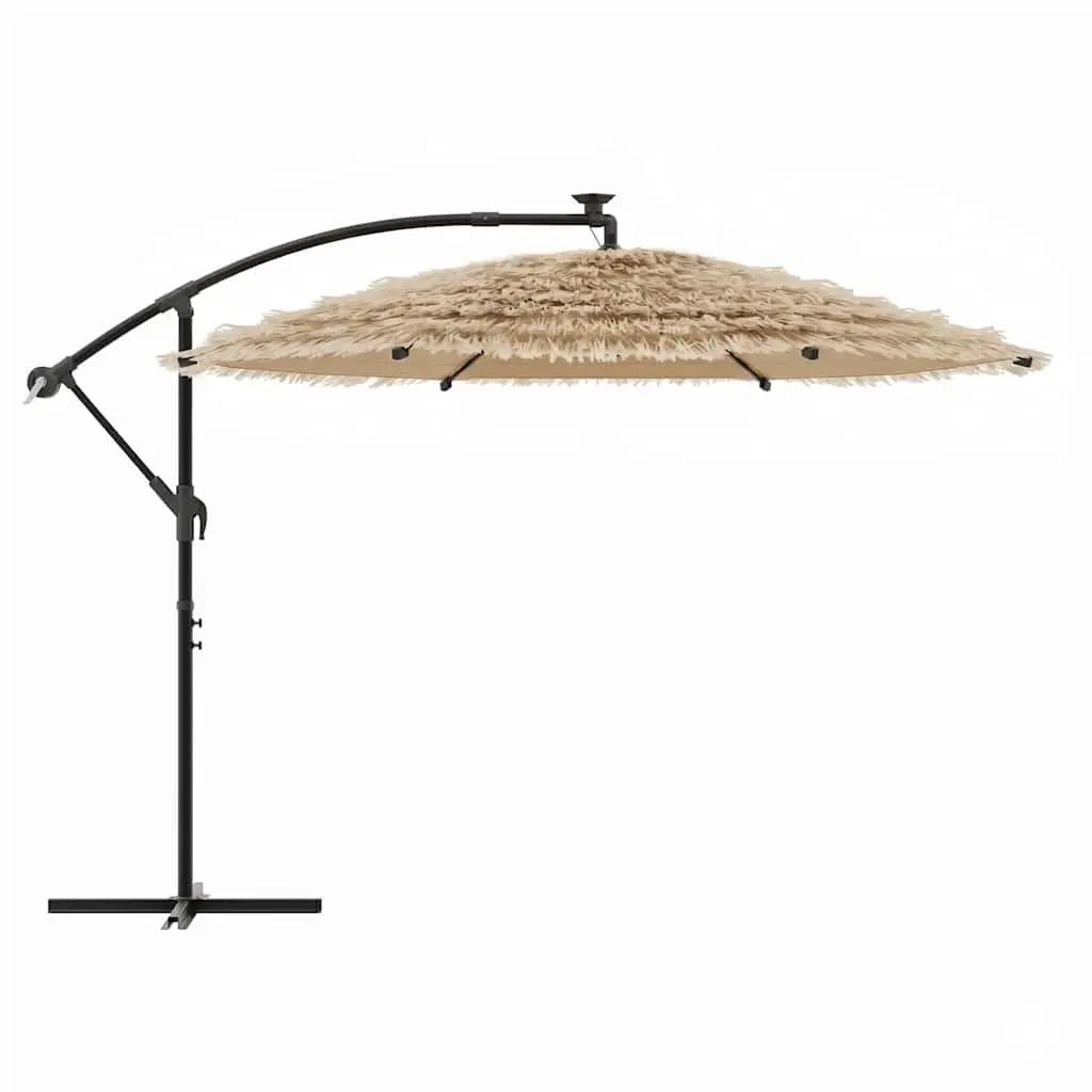 Garden Parasol Brown Outdoor Umbrella 269cm Durable Polyester Canopy with Crank for Patio Sunshade and UV Protection