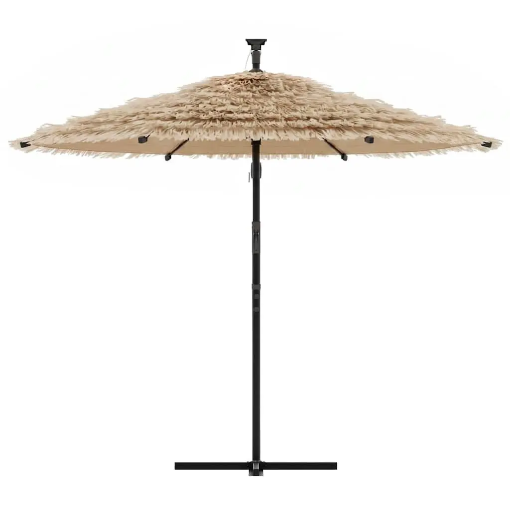 Garden Parasol Brown Outdoor Umbrella 269cm Durable Polyester Canopy with Crank for Patio Sunshade and UV Protection