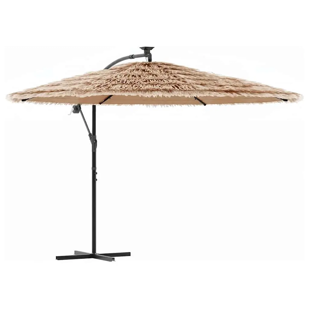 Garden Parasol Polyester Canopy 290 x 290 x 238 cm Brown Steel Pole Crank Mechanism