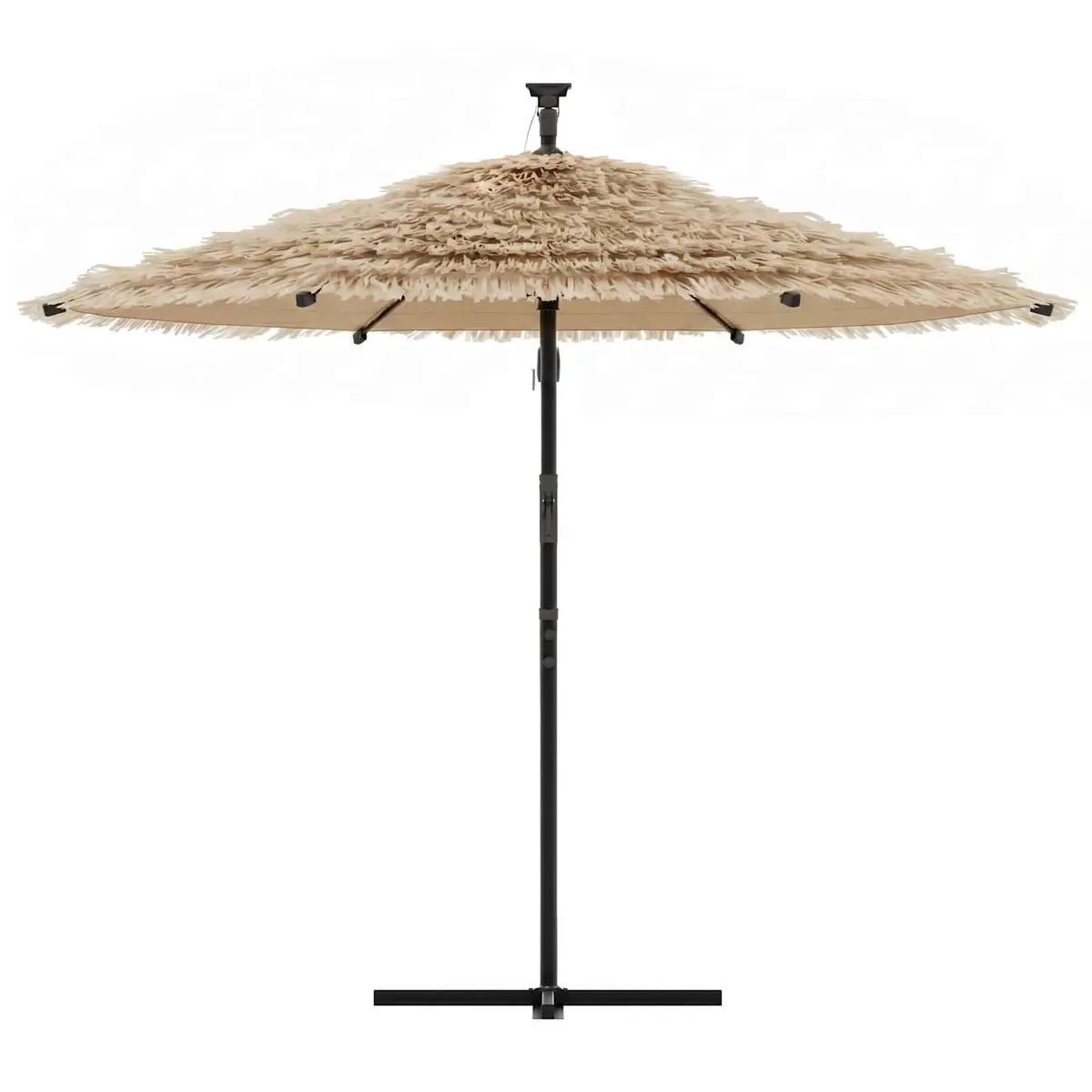 Garden Parasol Polyester Canopy 290 x 290 x 238 cm Brown Steel Pole Crank Mechanism