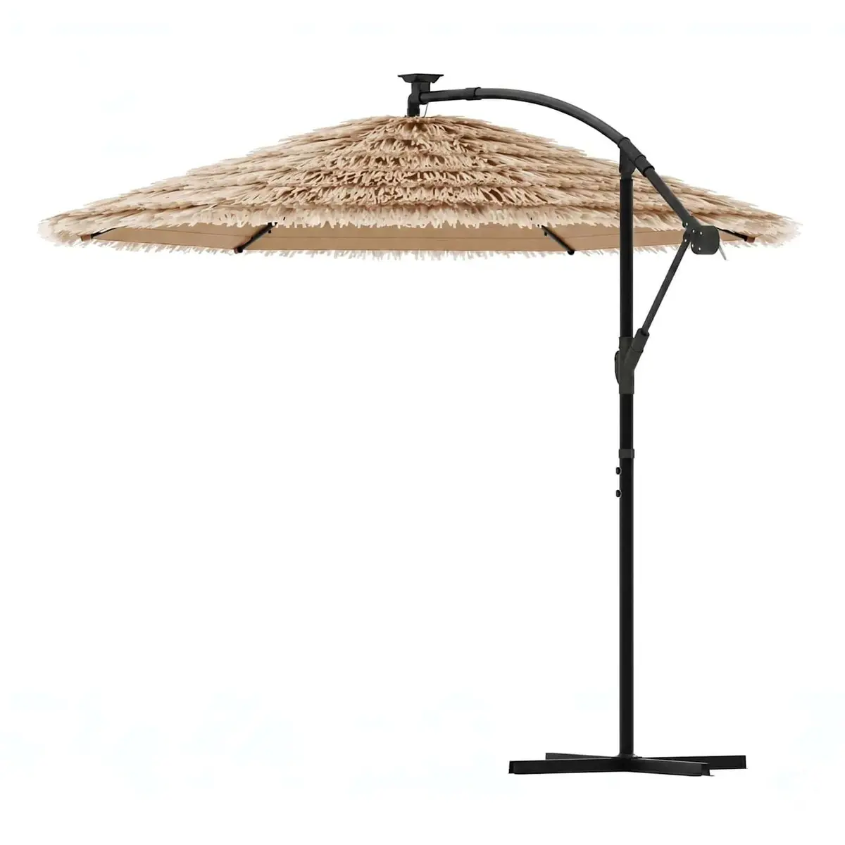 Garden Parasol Polyester Canopy 290 x 290 x 238 cm Brown Steel Pole Crank Mechanism