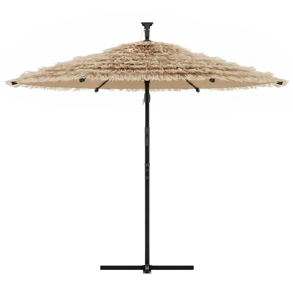 Garden Parasol Polyester Canopy 290 x 290 x 238 cm Brown Steel Pole Crank Mechanism