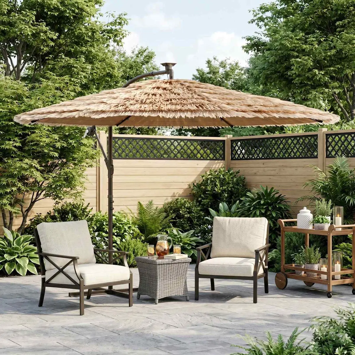 Garden Parasol Steel Pole 269cm Brown