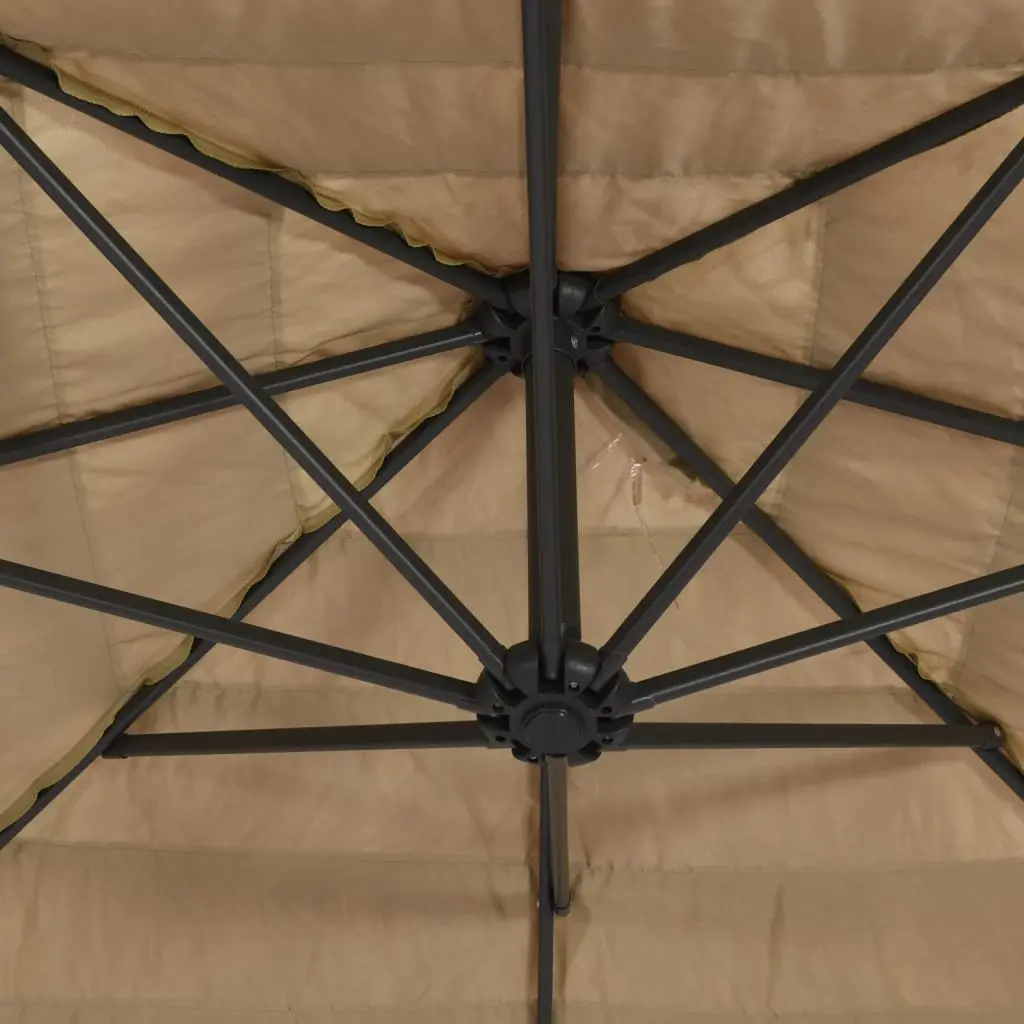 Garden Parasol Steel Pole 248cm Brown Polyester Canopy