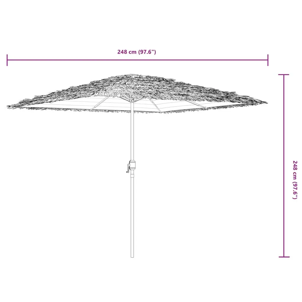 Garden Parasol Steel Pole 248cm Brown Polyester Canopy
