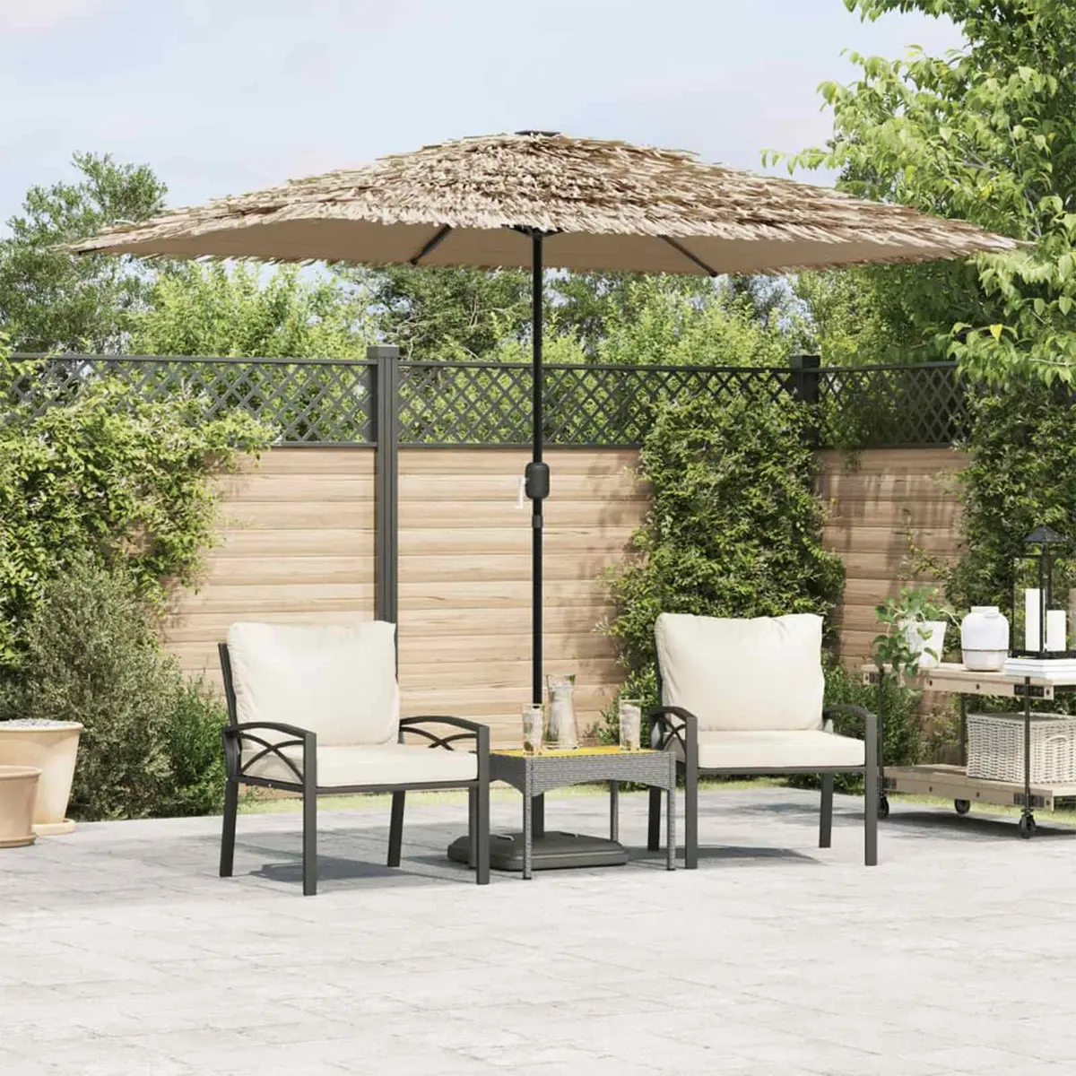Garden Parasol Steel Brown 300x200x250cm Polyester Outdoor Umbrella Sun Shade