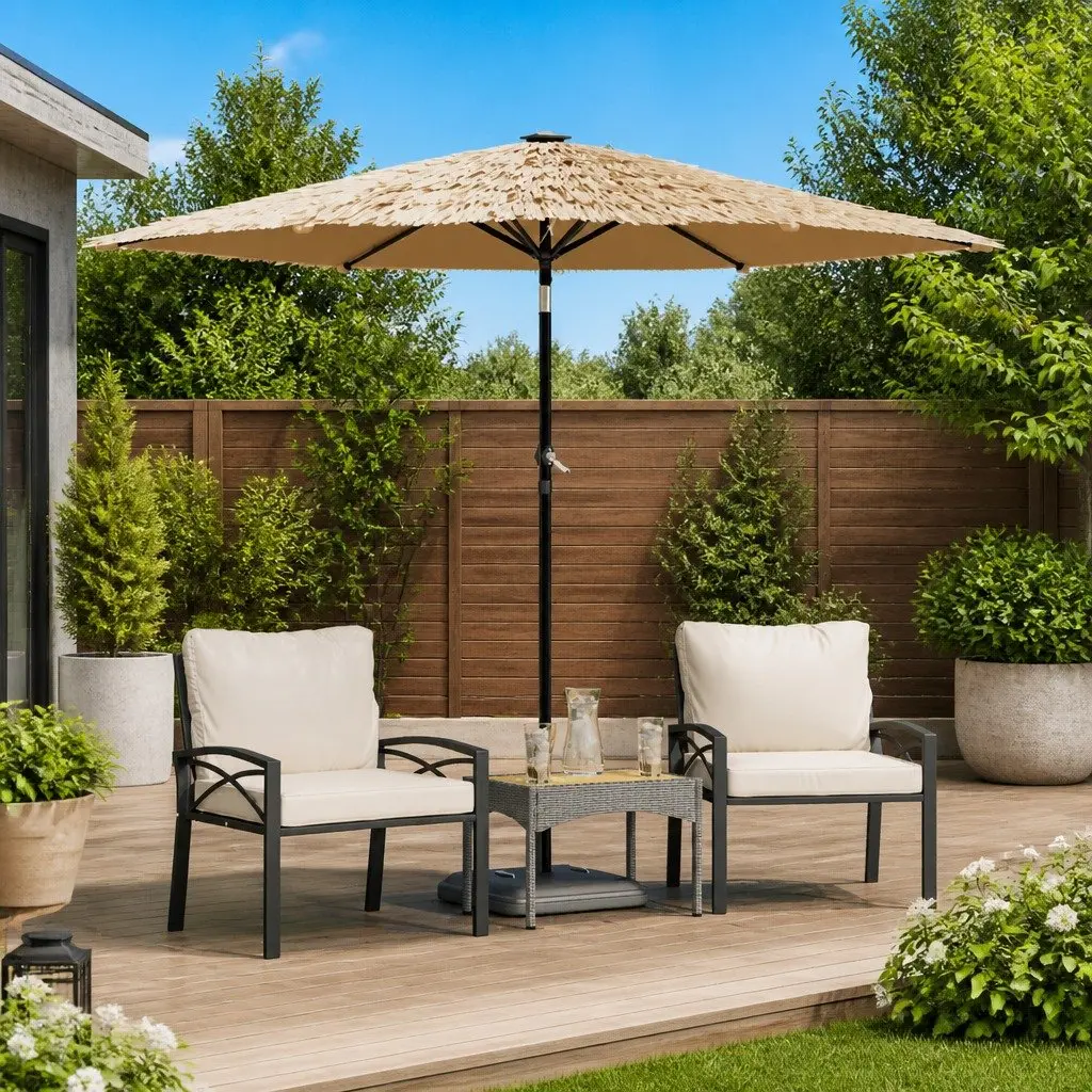 Garden Parasol Steel Crank Mechanism 268cm Brown