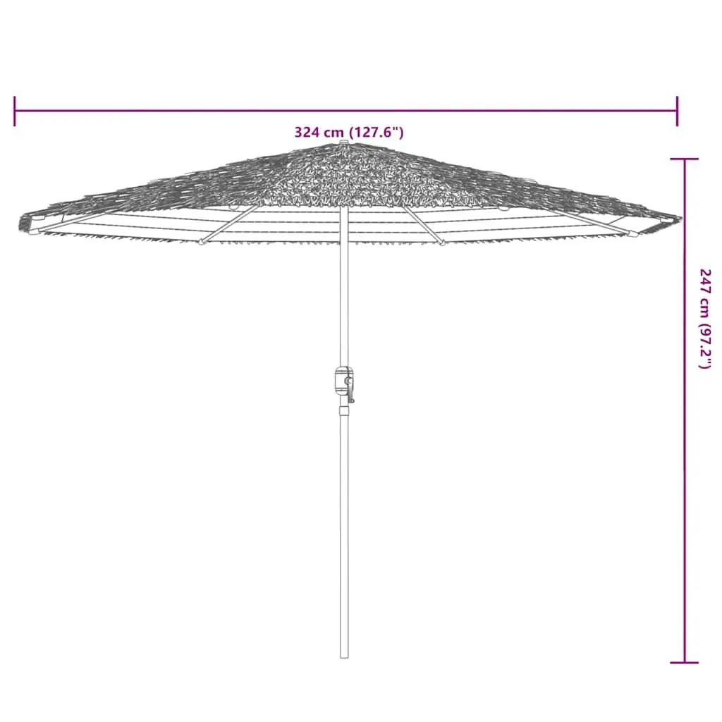 Garden Parasol Outdoor Umbrella Crank Brown 324x324x247cm Steel Pole