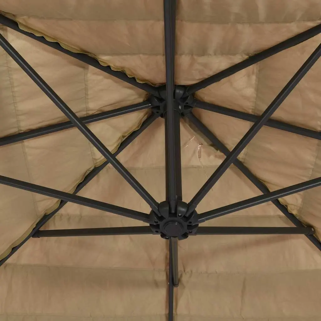 Garden Parasol Outdoor Umbrella Crank Brown 324x324x247cm Steel Pole