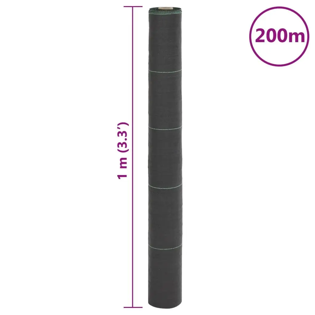 Weed Control Fabric Polypropylene 1x200m Black Durable UV Stabilised for Landscape Gardening and Lawn Suppression