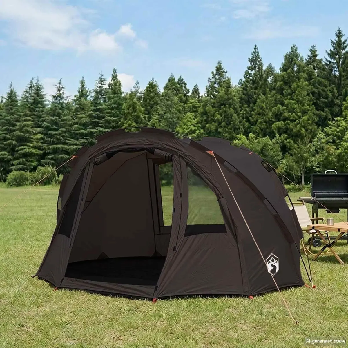 Fishing Tent Waterproof 2-Person Brown Polyester Outdoor Shelter