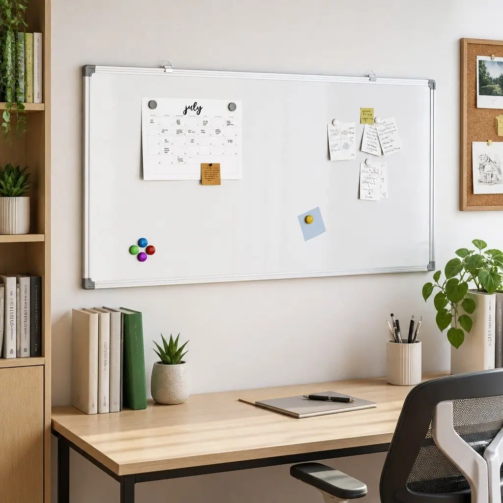 Magnetic Whiteboard Lacquer-Coated 60x30cm Aluminium Frame Wall-Mounted