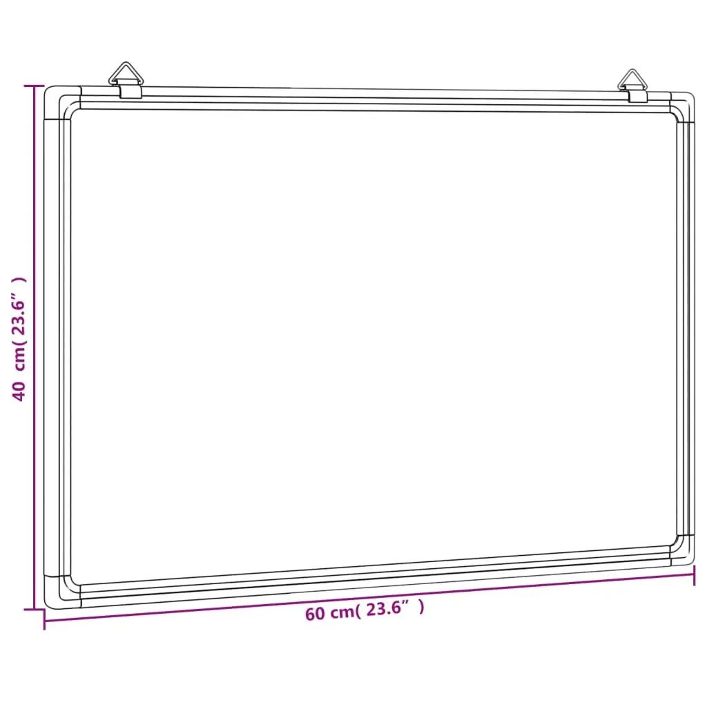 Whiteboard Magnetic 60x40cm Smooth Lacquer Coated Aluminium Frame Wall Mount Office Home Display