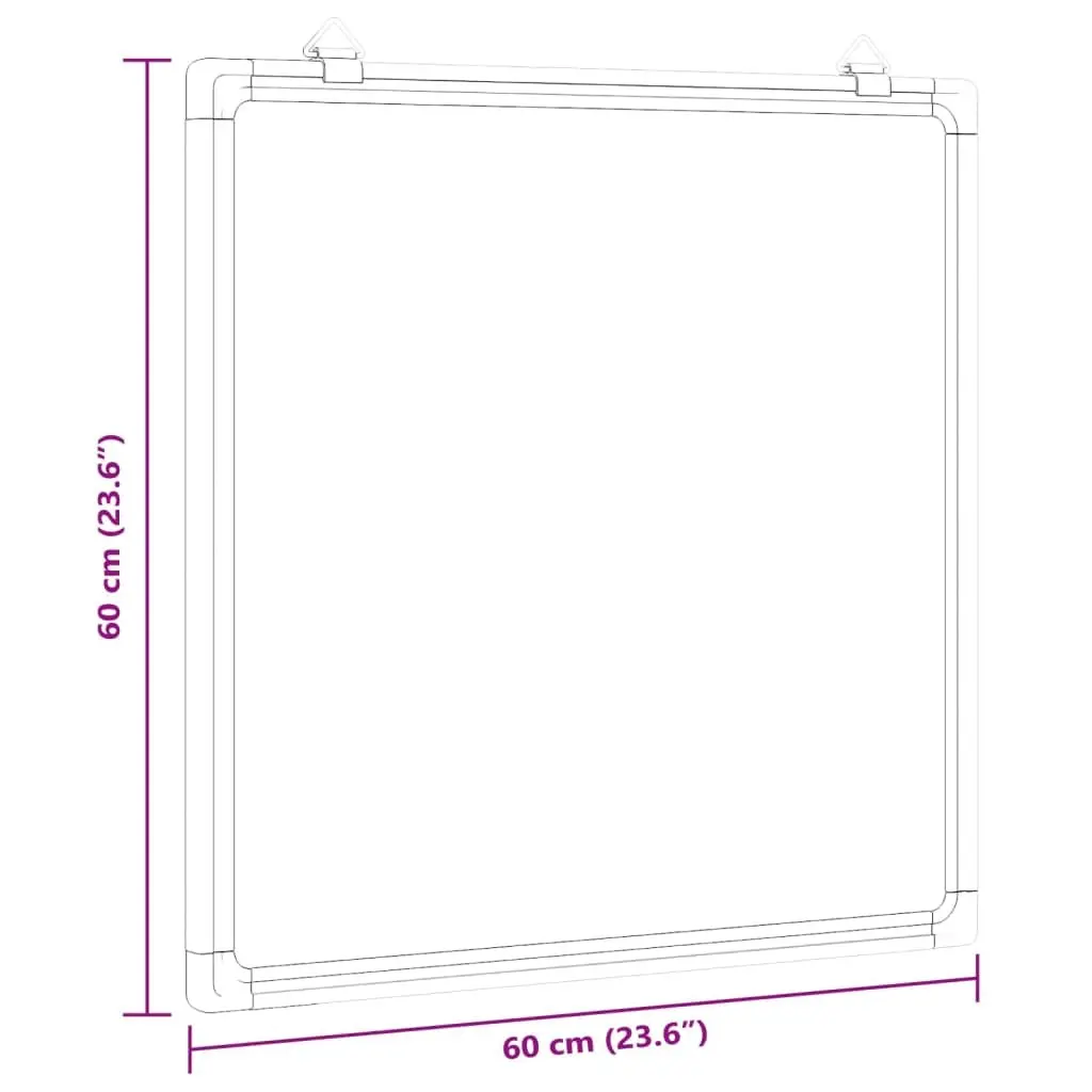 Magnetic Whiteboard Aluminium 60x60cm White Wall Mount Writing Surface