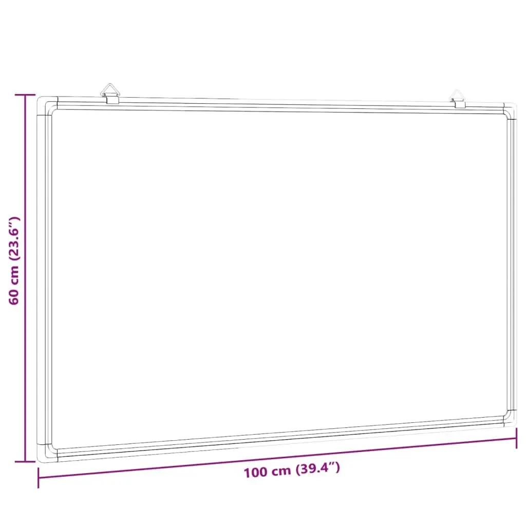Magnetic Whiteboard Smooth Lacquer Coated Surface 100x60cm Wall Mount Aluminium Frame for Office Home School